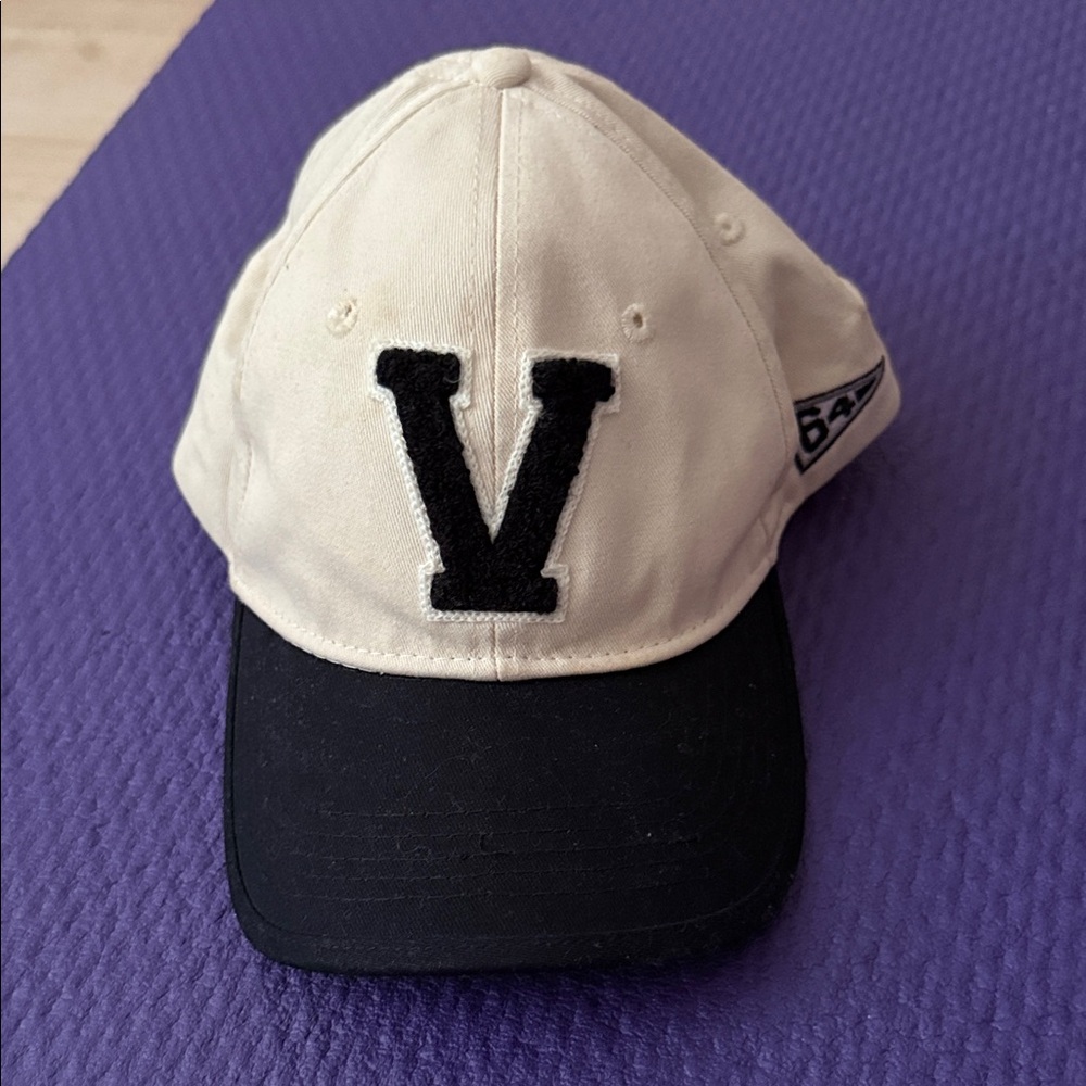 Black and Cream Cap with V Logo